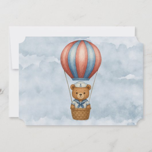 Schattige Sailor Beer Hete Luchtballon Boy Baby sh Kaart (Achterkant)