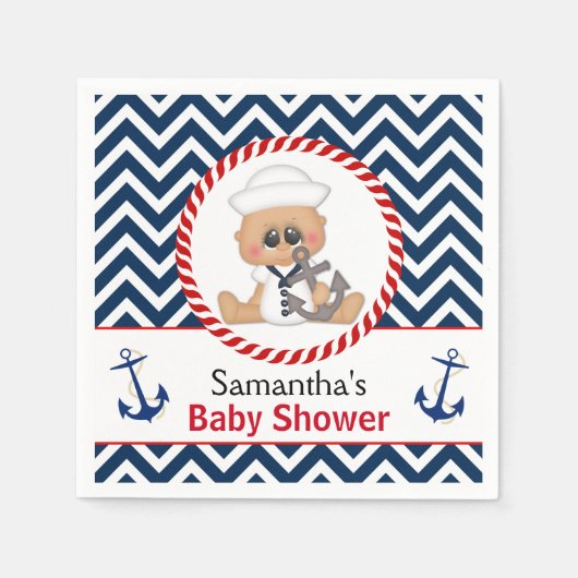 Schattige Sailor Boy Nautisch Baby shower Servetten (Voorkant)