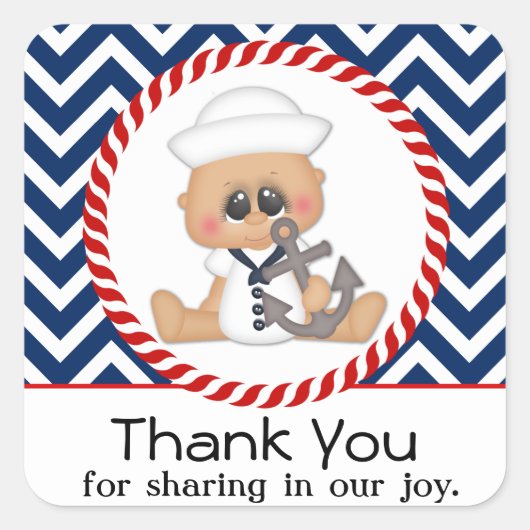 Schattige Sailor Boy Nautisch Baby shower Vierkante Sticker (Voorkant)