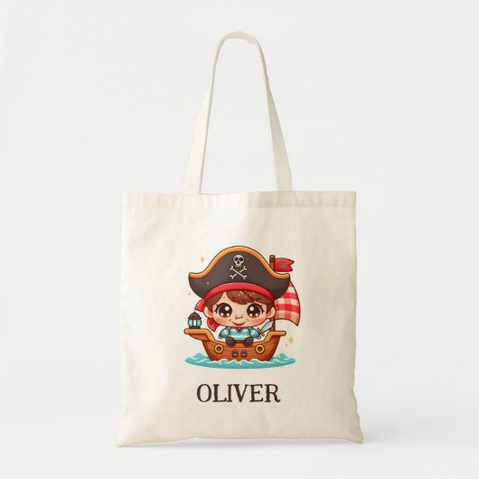 Schattige Sailor Pirate Kind en Piratenschip Tote Bag (Voorkant)