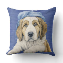 SCHATTIGE SAINT BERNARD PUPPY MET BLAUW PET