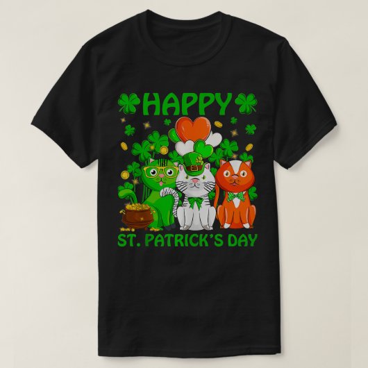 Schattige Saint Catricks Day Cats Ierland Pet T-shirt (Design voorkant)