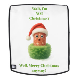 Schattige salami verraste Kerstmis in pluizige gro Rugtassen
