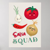 Schattige Salsa Squad Groente Illustratie Poster (Voorkant)