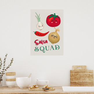 Schattige Salsa Squad Groente Illustratie Poster