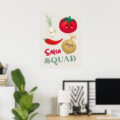 Schattige Salsa Squad Groente Illustratie Poster (Thuiskantoor)