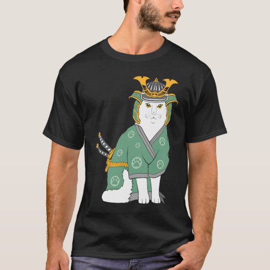 schattige samoerai kat t-shirt (Voorkant)