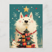 Schattige Samojed hond met Kerstmis Briefkaart (Voorkant)