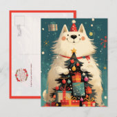 Schattige Samojed hond met Kerstmis Feestdagenkaart (Voorkant / Achterkant)