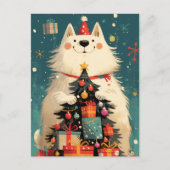 Schattige Samojed hond met Kerstmis Feestdagenkaart (Voorkant)
