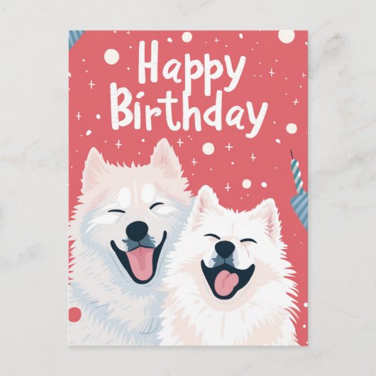 Schattige Samojeed Gefeliciteerd Briefkaart (Voorkant)