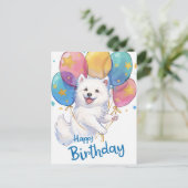 Schattige Samojeed Gefeliciteerd Verjaardag Briefkaart (Staand voorkant)