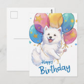 Schattige Samojeed Gefeliciteerd Verjaardag Briefkaart (Voorkant / Achterkant)