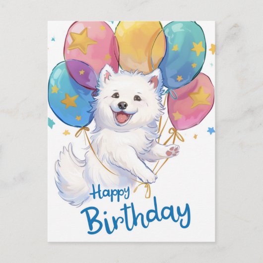 Schattige Samojeed Gefeliciteerd Verjaardag Briefkaart (Voorkant)