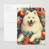 Schattige Samoyed bloemschilderij Briefkaart (Voorkant / Achterkant)