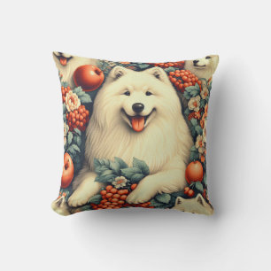 Schattige Samoyed bloemschilderij Kussen