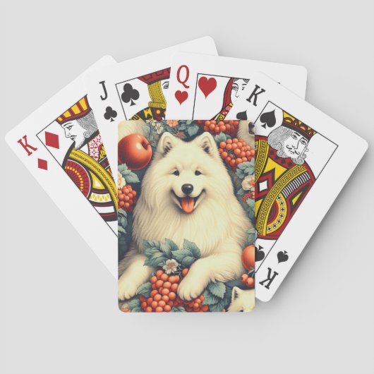 Schattige Samoyed bloemschilderij Pokerkaarten (Achterkant)