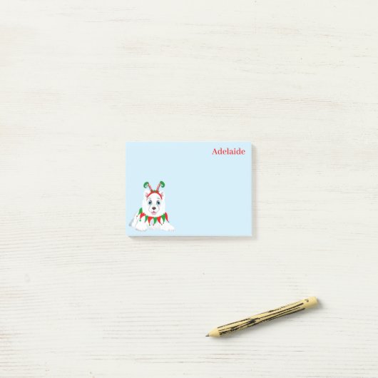 Schattige Samoyed Elf Met Grappige Hoofdband. Post-it® Notes (Op bureau)
