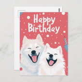 Schattige Samoyed Gefeliciteerd Briefkaart (Voorkant / Achterkant)