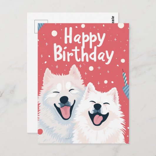 Schattige Samoyed Gefeliciteerd Briefkaart (Voorkant / Achterkant)