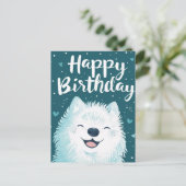 Schattige Samoyed Gefeliciteerd Briefkaart (Staand voorkant)