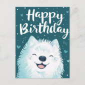Schattige Samoyed Gefeliciteerd Briefkaart (Voorkant)