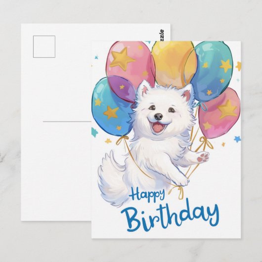 Schattige Samoyed Gefeliciteerd Briefkaart (Voorkant / Achterkant)