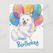 Schattige Samoyed Gefeliciteerd Briefkaart (Voorkant)