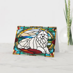Schattige Samoyed Glas-in-Lood Kaart