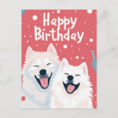 Schattige Samoyed Happy Birthday Briefkaart (Voorkant)