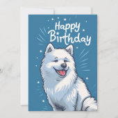 Schattige Samoyed Happy Birthday Feestdagenkaart (Voorkant)