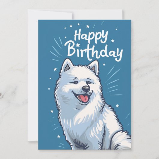 Schattige Samoyed Happy Birthday Feestdagenkaart (Voorkant)