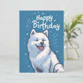 Schattige Samoyed Happy Birthday Feestdagenkaart (Staand voorkant)