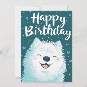 Schattige Samoyed Happy Birthday Feestdagenkaart