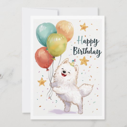 Schattige Samoyed Happy Birthday Feestdagenkaart (Voorkant)