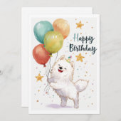 Schattige Samoyed Happy Birthday Feestdagenkaart (Voorkant / Achterkant)