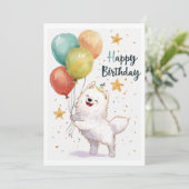 Schattige Samoyed Happy Birthday Feestdagenkaart (Staand voorkant)