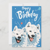Schattige Samoyed Happy Birthday Feestdagenkaart (Voorkant)