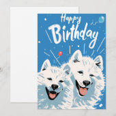 Schattige Samoyed Happy Birthday Feestdagenkaart (Voorkant / Achterkant)