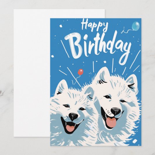 Schattige Samoyed Happy Birthday Feestdagenkaart (Voorkant / Achterkant)