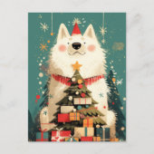 Schattige Samoyed hond met Kerstmis Briefkaart (Voorkant)