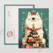 Schattige Samoyed hond met Kerstmis Feestdagenkaart (Voorkant / Achterkant)