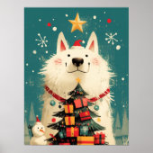 Schattige Samoyed hond met Kerstmis Poster (Voorkant)