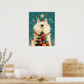 Schattige Samoyed hond met Kerstmis Poster (Keuken)