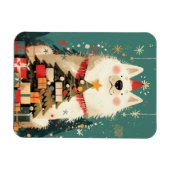 Schattige Samoyed hond met Kerstvakantie Magneet (Horizontaal)