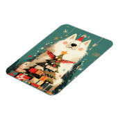 Schattige Samoyed hond met Kerstvakantie Magneet (Linkerzijde)