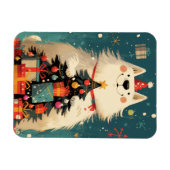 Schattige Samoyed hond met Kerstvakantie Magneet (Horizontaal)