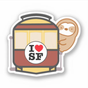 Schattige San Francisco Kabeltram Luiaard Sticker