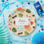 Schattige Sandy Beach Zomer Fun Verjaardagsfeestpa Papieren Bordje (Feest)