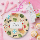 Schattige Sandy Beach Zomer Fun Verjaardagsfeestpa Papieren Bordje (Feest)